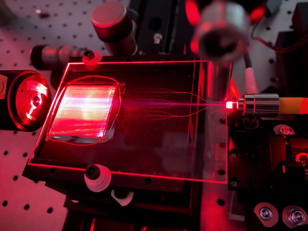 Quantum Light Chip coupled with red laser